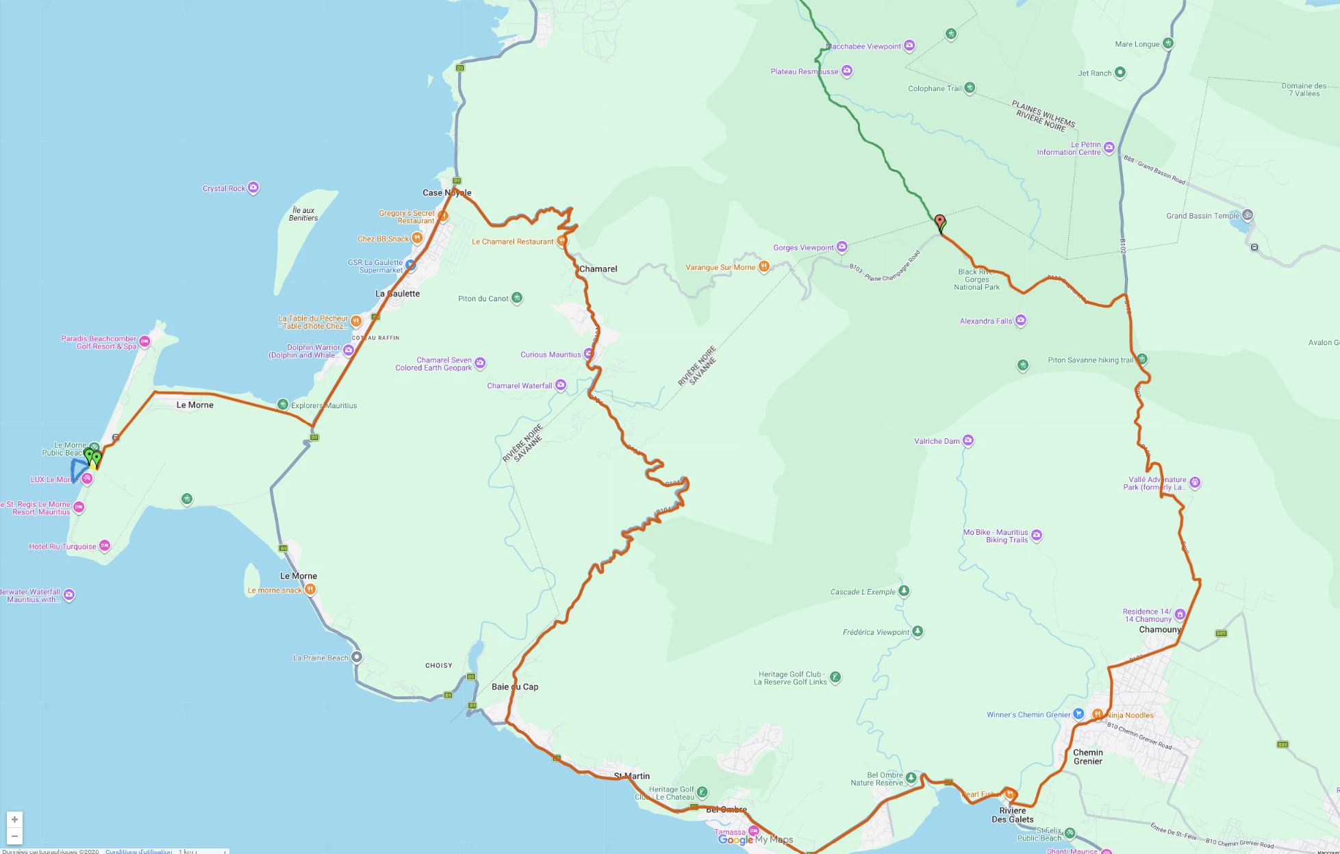 Carte du parcours vélo de route